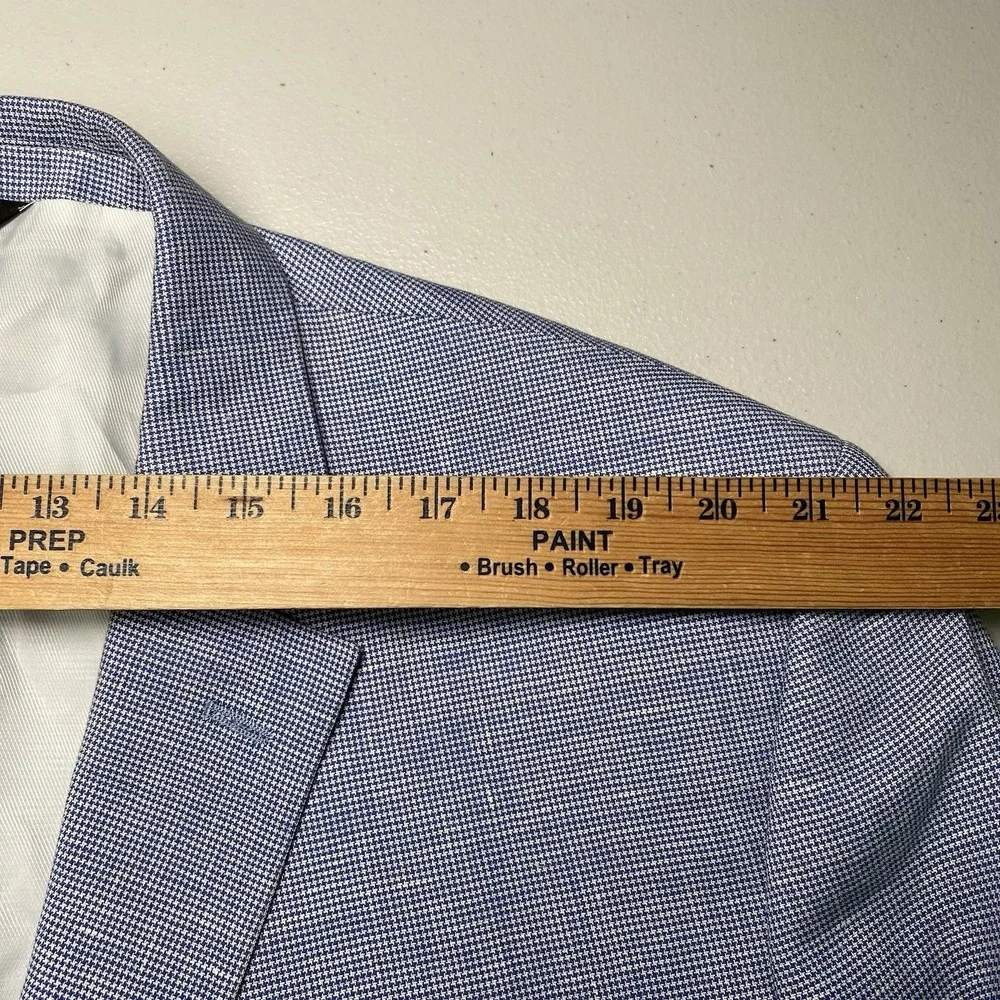 Jos A Bank Blazer 50R Executive Tailored Fit Linen Wool 2B2V Blue Puppytooth